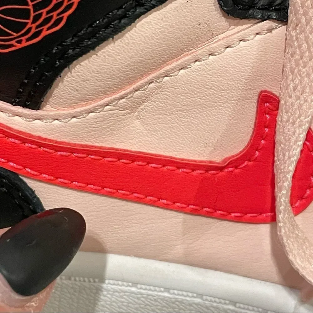 Nike Air Jordan 1 Mid GS Atmosphere Shoes Black Pink Crimson Kids 1Y